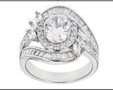 Sterling Silver Semi Mount Ring Setting Round RD Cluster 群镶mm - Syzjewelry